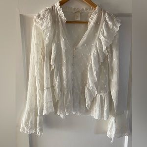 H&M, Size 10, laced long sleeve peplum blouse